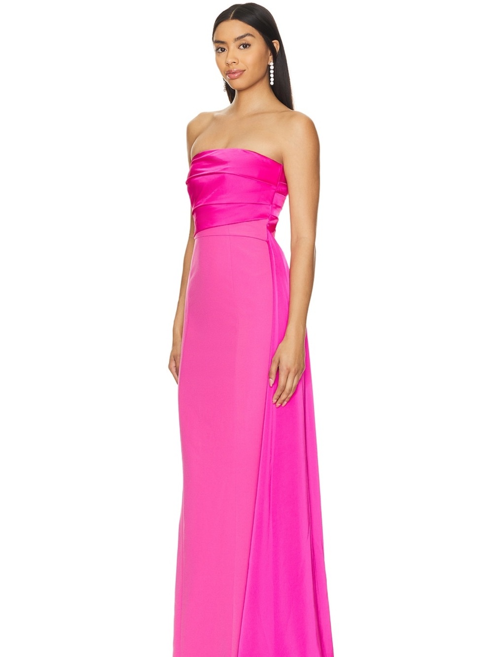NBD Strapless Hot Pink Satin-Bodice Maxi Dress - Picture 3 of 5